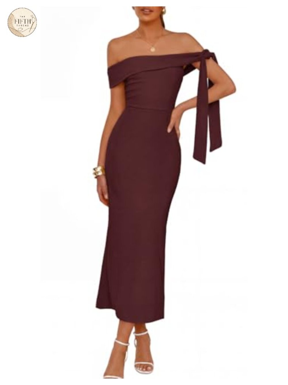 Off Shoulder Bodycon Maxi Dress Sleeveless Lined Wedding Guest Cocktail
